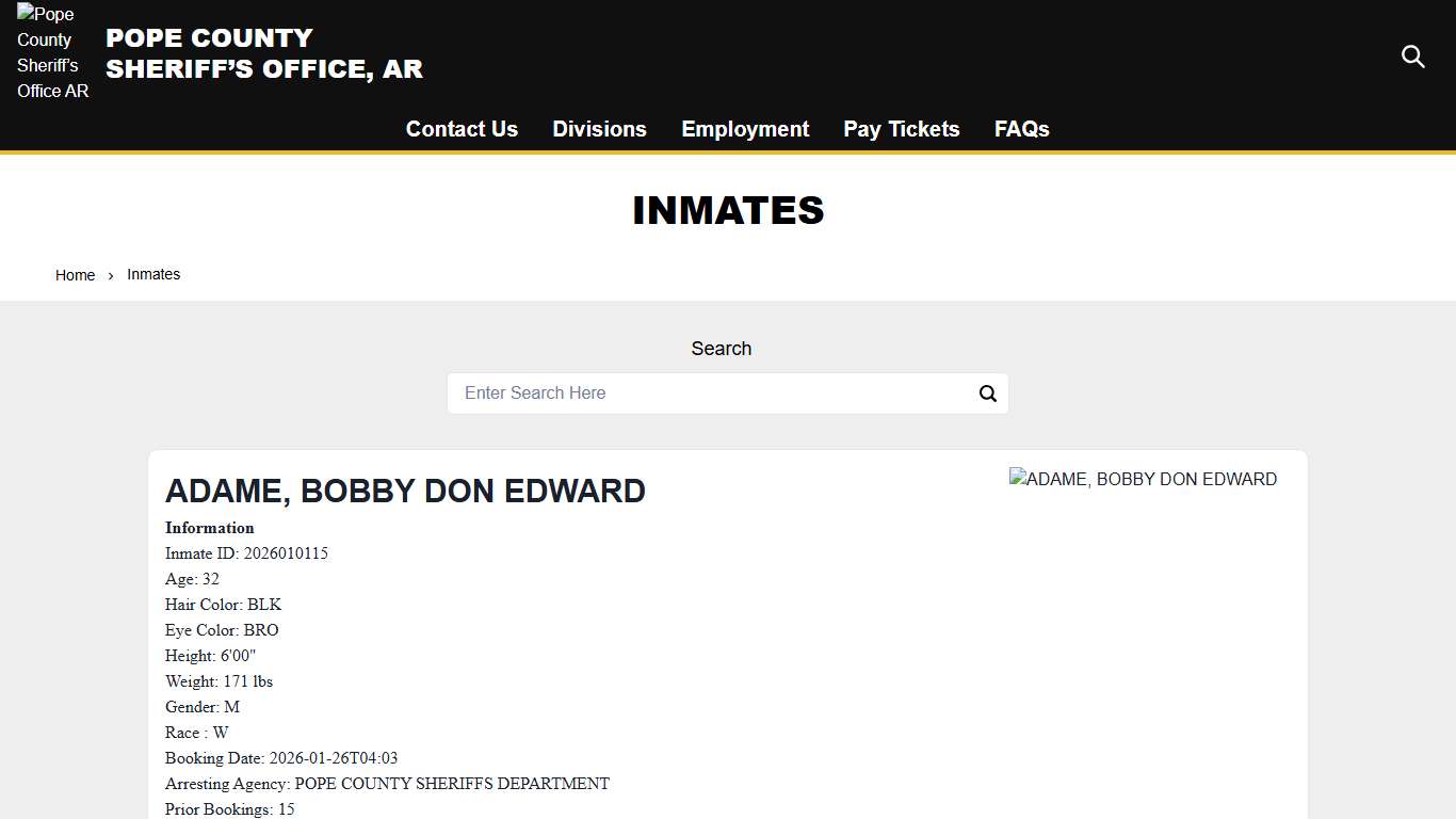 Inmates Pope County Sheriff’s Office AR